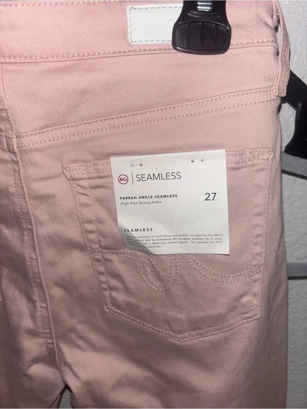 AG Adriano Goldschmied Farrah Ankle Seamless Pink Skinny Jeans NWT 27 - Picture 6 of 6
